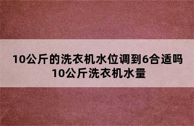 10公斤的洗衣机水位调到6合适吗 10公斤洗衣机水量